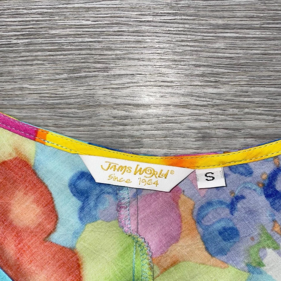 Jams World Hawaiian Shift Dress Womens Small V-neck Tropical Colorful Beach - Image 4 of 4