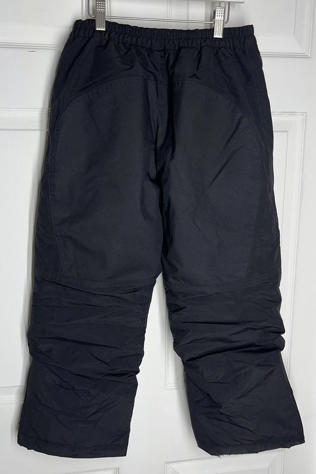 Pantalones de esquí para nieve Lands End para niños asiento de rodilla de hierro aislado negro unisex talla 10H Foto 2 de 4
