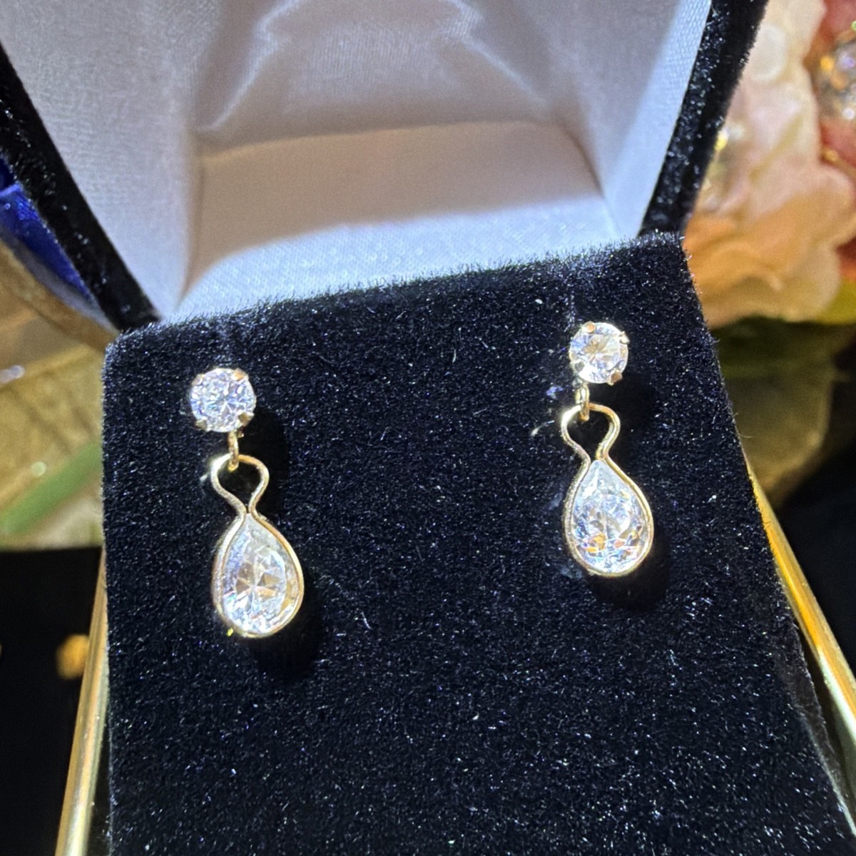 10K Yellow Gold CZ Baby/ Child Earrings View 5