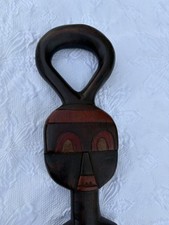 Vintage Hand Carved African Decorative Wood Art Walking Stick Human Face 36"