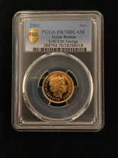 2001 Queen Elizabeth II St George Gold Full Sovereign Coin PCGS PR70DCAM 