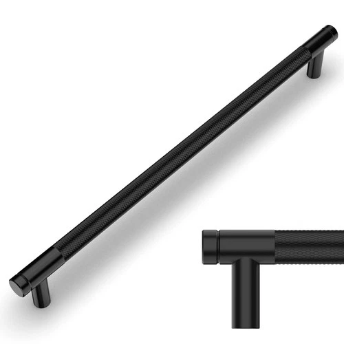 Amerdeco 10 Pack Matte Black Knurled Cabinet Pulls 254mm Hole Center Cabinet