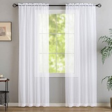 White Sheer Curtains 84 inch Length 2 40"W x 84"L Pack of 2 White-voile