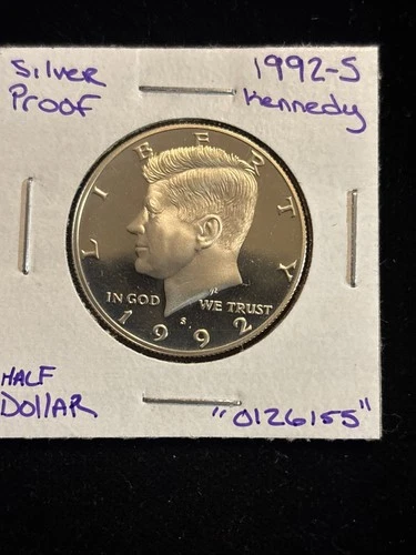 1992 S Kennedy Half Dollar  “0126155” United States 50C Silver Proof