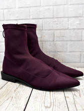 Womens Zara Burgundy Zip Up Low Heel Ankle Sock Boots UK 3 EUR 36