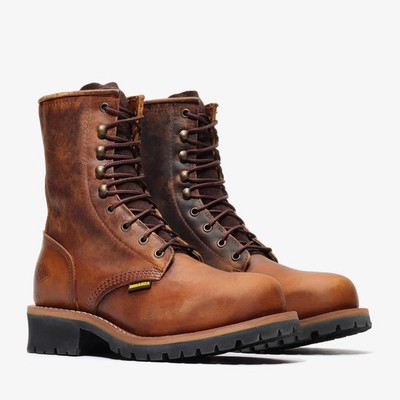 Bonanza Genuine Leather SIERRA 9'' Logger Lacer Soft Toe Work Boots - Brown