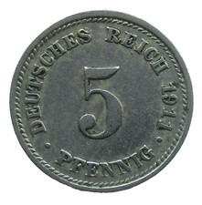 Deutsches Kaiserreich  5 Pfennig 1911 D  Pr&auml;gezeichen: "D" - M&uuml;nchen