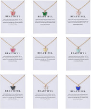 9 Pcs Dainty Colorful Butterfly Pendant Necklace Set for Women,Bohemian Acrylic