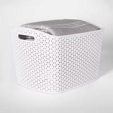 Y-Weave XL Curved Decorative Storage Basket White, 11" Cube Compatible