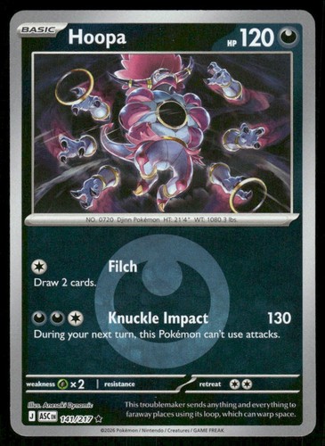 Hoopa (Energy Symbol Pattern) 141/217 - Ascended Heroes - Reverse Holo Rare NM