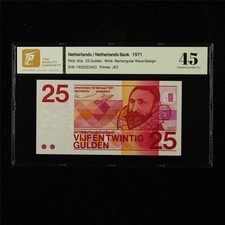 1971 Netherlands Nederlandsche Bank 25 Gulden Pick#92a