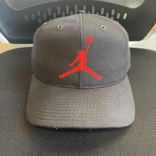 Vintage Nike Air Jordan Hat Cap Snapback Black Red Jumpman Logo 45 Made USA 90s