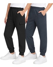 Boys' Sweatpants - 2 Pack Active Fleece Cargo and Basic Jogger Pants Size 8-...