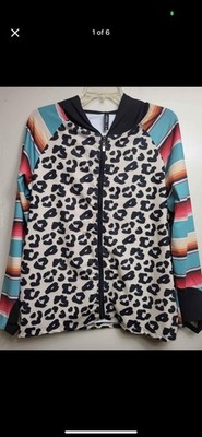 Serape Cheetah Light Weight Zip-Up Hoodie Jacket By Crazy Train Size M