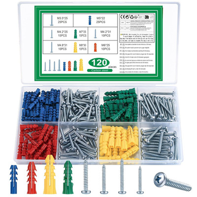 120 Stk Dübel Set mit Schrauben und Dübel Set, Betonschrauben mit Dübel Set, Sch