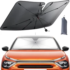 Lamicall Car Windshield Sunshade Umbrella - 52"x31", Black&Silver 