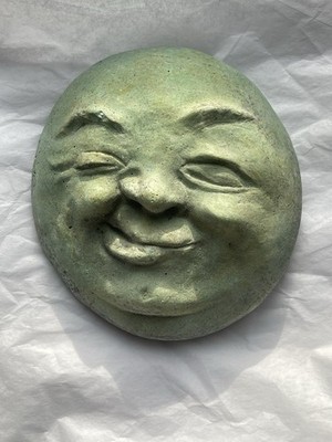 Blue Green Man In The Moon Chalkware Wall Hanging Possibly Admiration Cigars