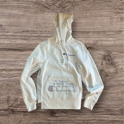 Champion Men's Reverse Weave Shift Pull Over Hoodie White Mesh NWT Size XS