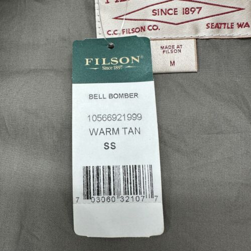 Filson Jacket Mens M Brown Tan Bell Bomber Cargo Utility Waxed Canvas Tin Cloth - Picture 8 of 15