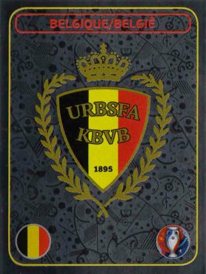 Panini Sticker Fußball EM Euro 2016 Nr. 458 BEL Belgique Wappen Logo GlitzerBild