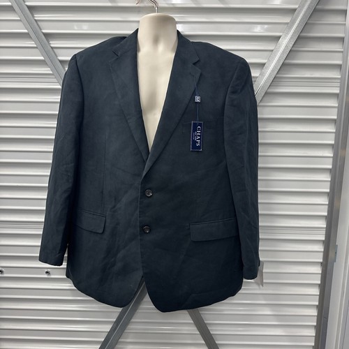 NEW Chaps Mens 46R Sport Coat Blazer Black Micro Suede Microfiber Polyester NWT - Picture 2 of 11