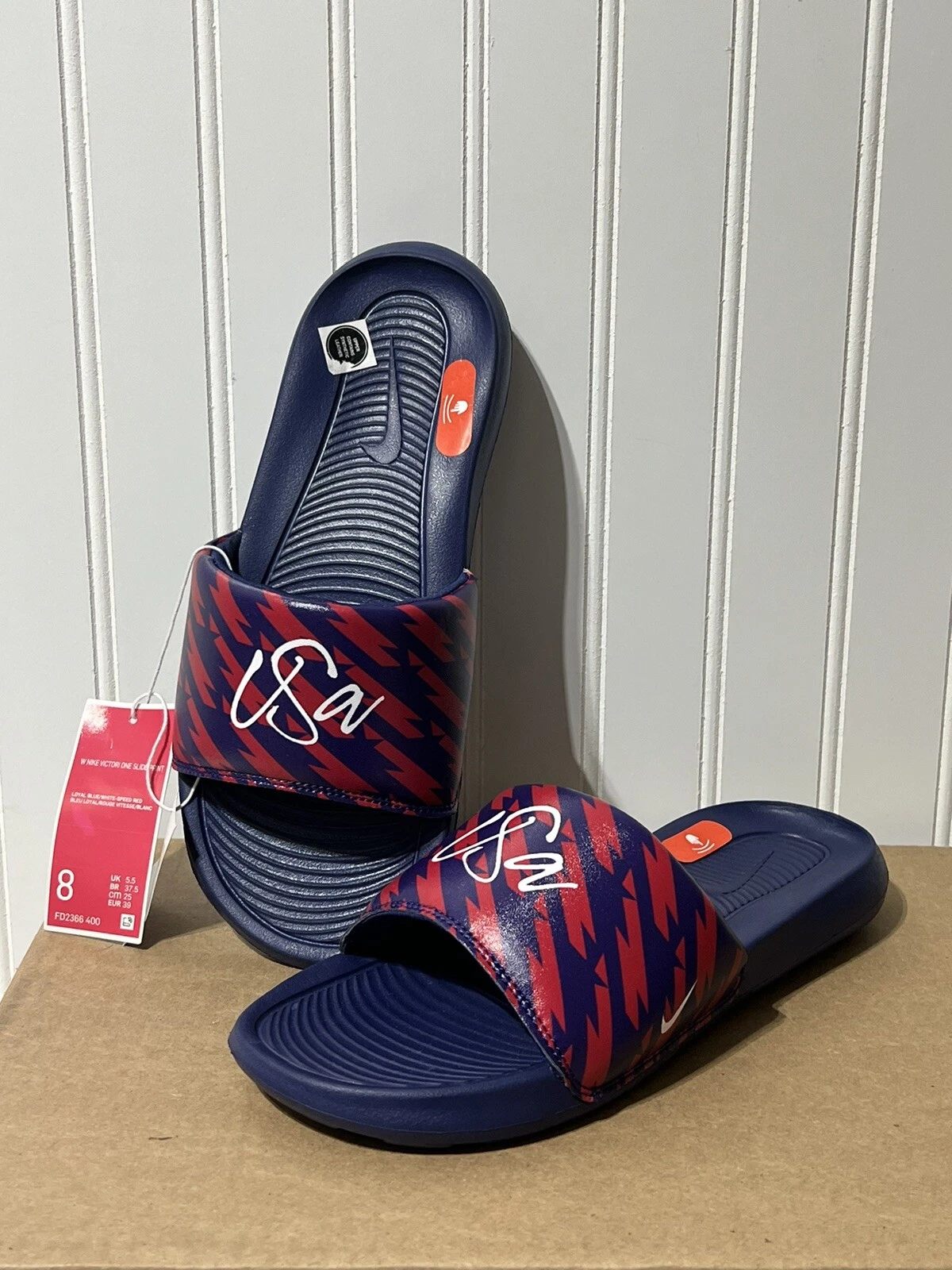 Nike Victori Slides Team USA Donna Taglia 8 FD2366 400 **NUOVO**