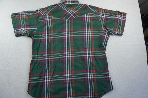 Wrangler Pearl Snap Western Shirt Mens Xl Green Short Sleeve Plaid - Picture 5 of 6