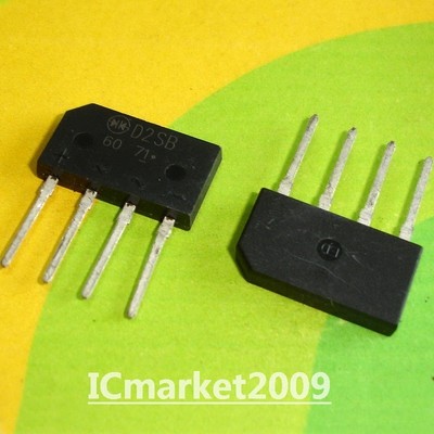 50 PCS D2SB60 SIP-4 Single Phase 1.5 AMPS. Glass Passivated Bridge Rectifiers