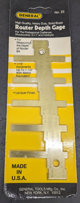 General Tools Brass Router Depth Gage Measuring 1/16'' to 1-1/2'' No. 23 NEW USA