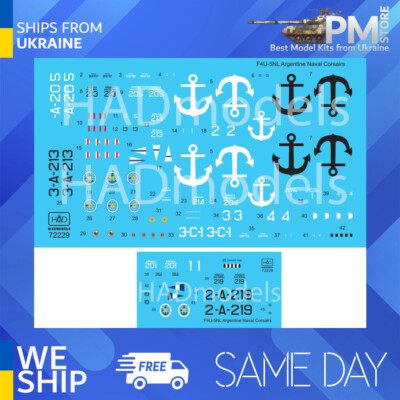 HAD models 72229 1/72 Decal for F4U-5N / NL Argentine Naval Corsairs
