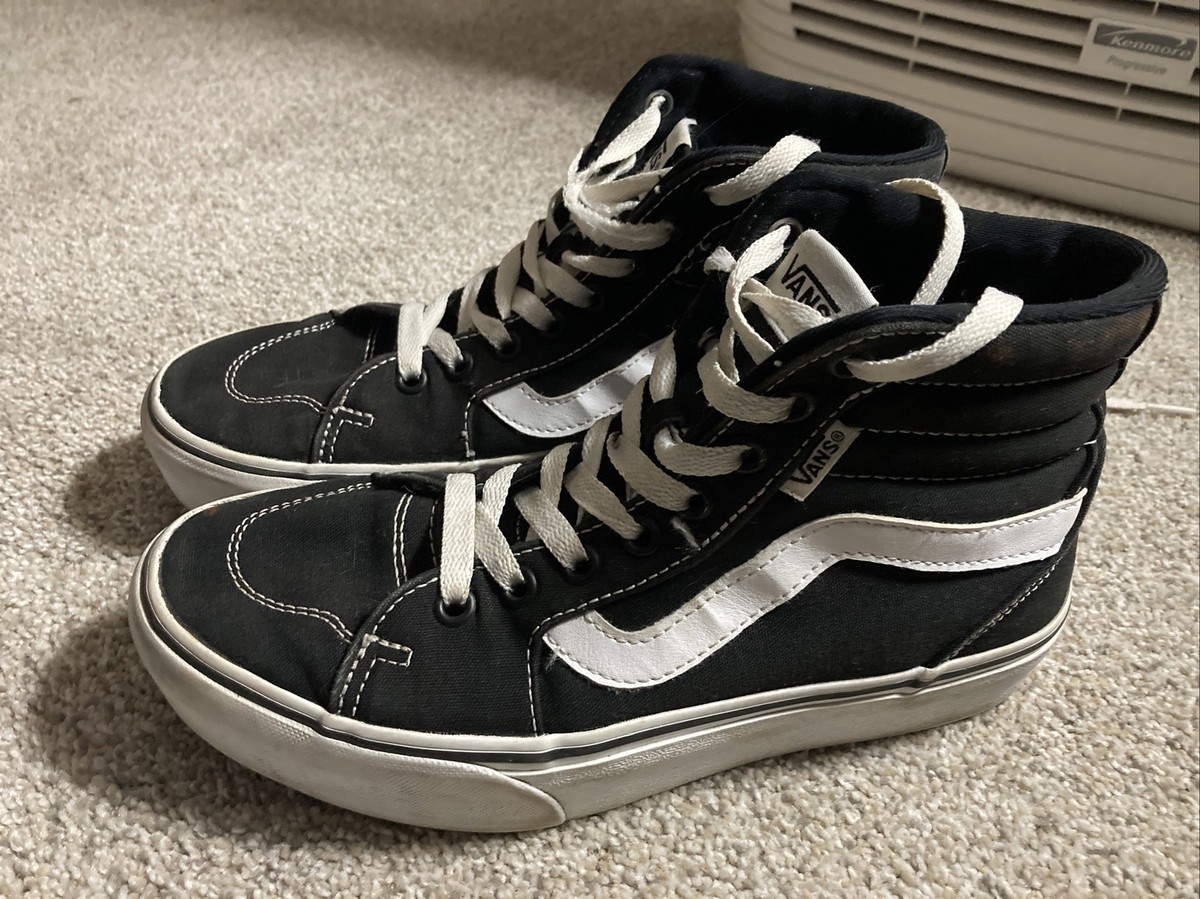 Vans Off The Wall Women's Sz Sneakers Black Canvas Skate Shoes Hi Top  721356