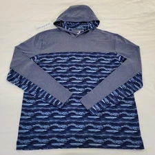Johnnie-O Men's Braden Camo Performance Hoodie Navy Blue  Moisture Wicking Sz L