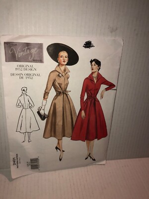 Vouge Vintage Model Wrap Front Dress Pattern 1952 #2401 UNCUT size 6-8-10