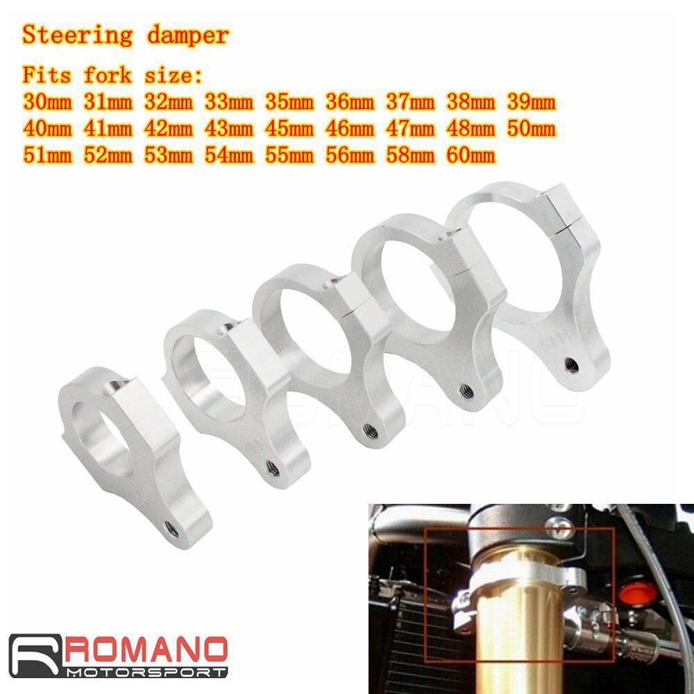 Steering Stabilizer Bracket 41mm Motorcycle Steering Damper Mounting Clamp - CNC Aluminium Frame Bracket KYB Motorcycle Fork Tubes