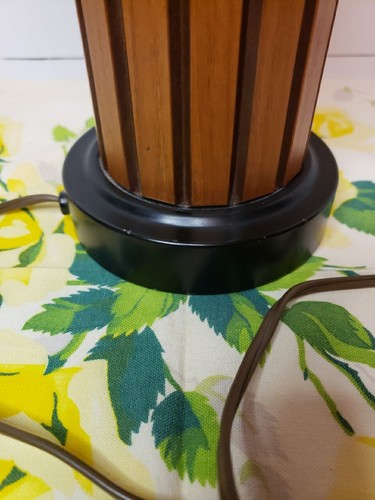 Vtg. Mid Century 24” Danish Table Lamps Gruvwood Teakwood Rattan ShadeNOTWORKING - Picture 12 of 24