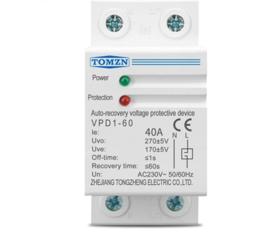 Din Rail Automatic Recovery Reconnect Over Under Voltage Protection 40a 60a 230v