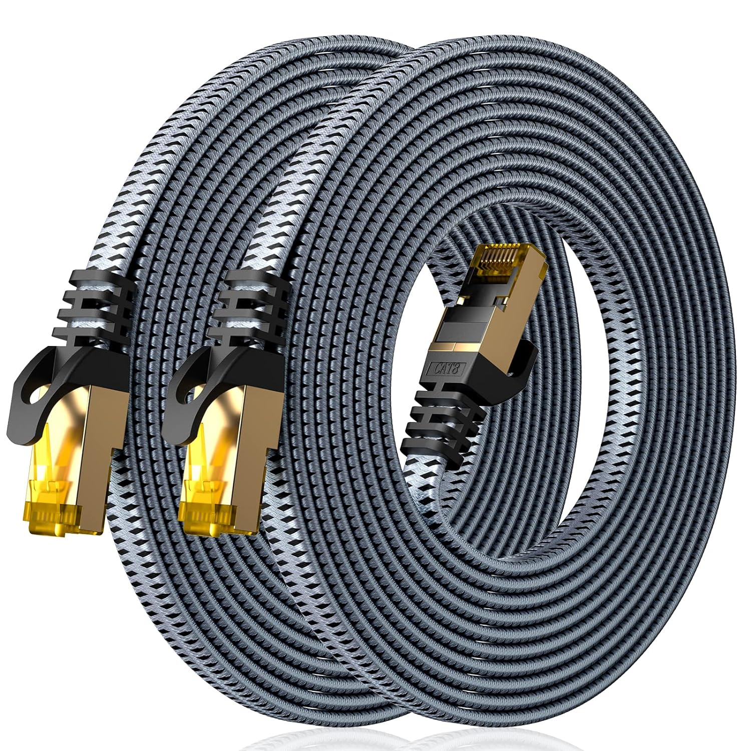 High Speed Cat8 Ethernet Cable 10FT 2 Pack 40Gbps 2000MHz LAN Network Cable-image
