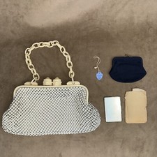 Vtg 1940s Whiting Davis Mesh Purse EXTRAS Bakelite/Aluminum Metal