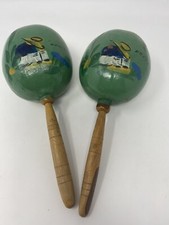 2 Hand Painted Vintage Mexican Maracas