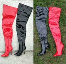 Ladies Over Knee High Thigh Boots 12cm Stiletto Heel Pointed Toe Party Shoes New