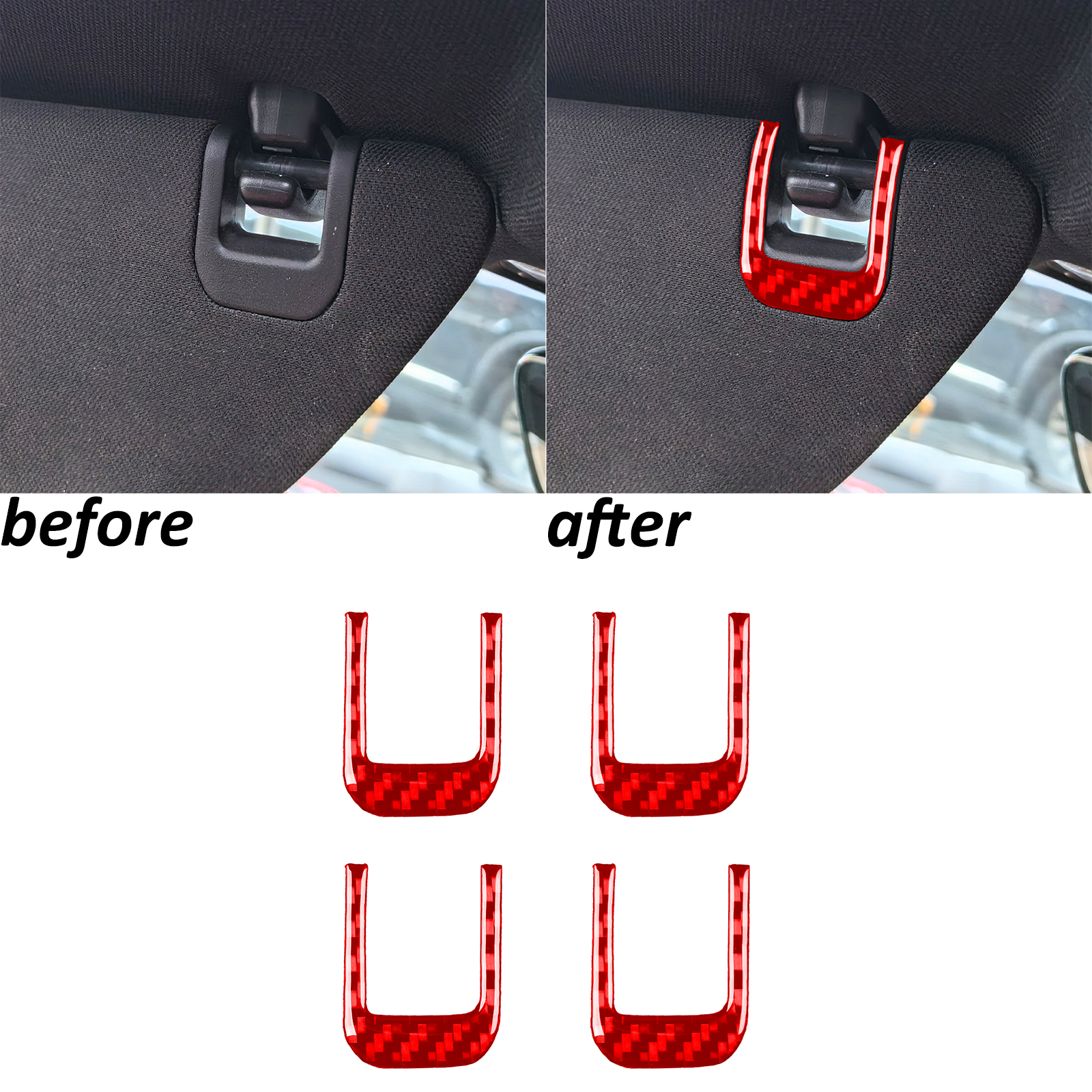 Red Carbon Fiber Interior Roof Sun Visor Trim For Chevrolet Corvette C8 2020-25