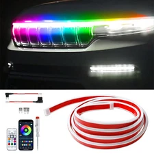 For Jeep Grand Cherokee 94" Dynamic RGB Car LED Hood Light Strip DRL Turn Signal