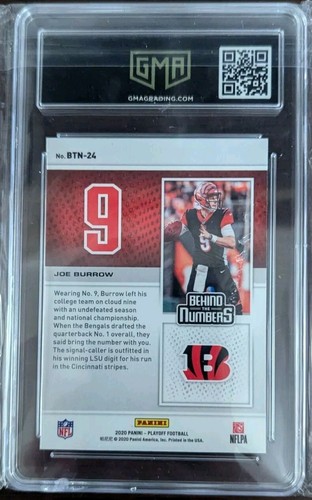 Joe Burrow 2020 Playoff Behind Numbers Silver Prizm Rookie RC Bengals GMA 10 - Picture 2 of 2