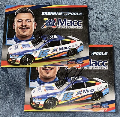 Brennan Poole Signed 2023 MACC Door Systems Postcard Hero Card NASCAR COA