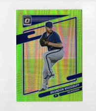 2021 Donruss Optic Brandon Woodruff #187 Lime Green Prizm Milwaukee Brewers
