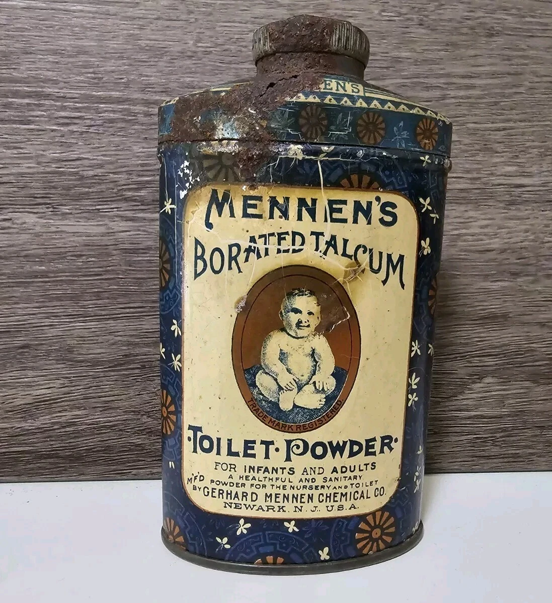 Antique Patent 1910 Mennen's Borated Talcum Toilet Talc Baby Powder Tin
Opens in a new window or tab