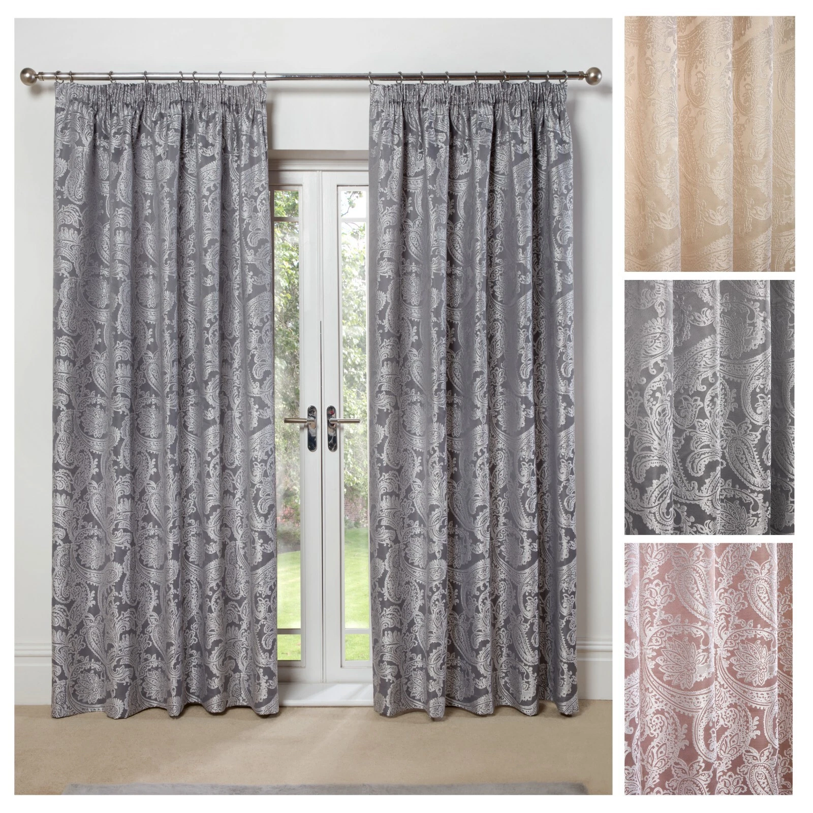 Thick Curtains Jacquard 2 Panels Ready Made Pencil Pleat - Duchess
Opens in a new window or tab