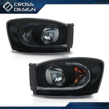 Fit For 06-09 Dodge Ram 1500 2500 3500 Smoke Lens LED Headlights Set Black Bezel