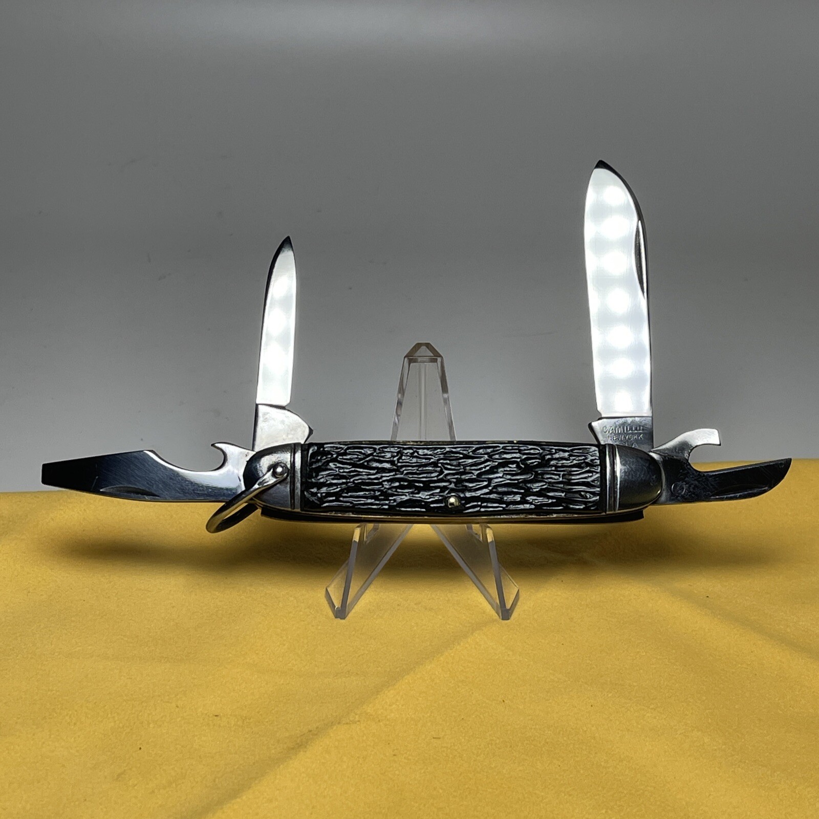 VINTAGE CAMILLUS NEW YORK U.S.A. BONE HANDLED SCOUT / UTILITY KNIFE