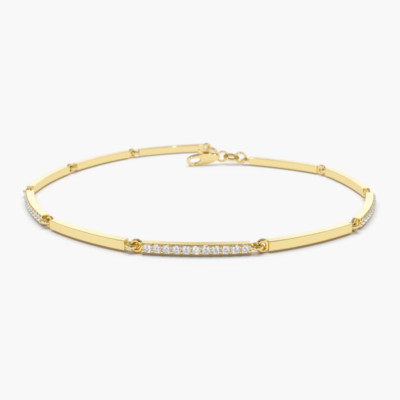 Gold Armband 585 14K Gelbgold Schmal mit 55 Brillanten Diamanten VS G